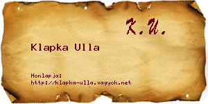 Klapka Ulla névjegykártya